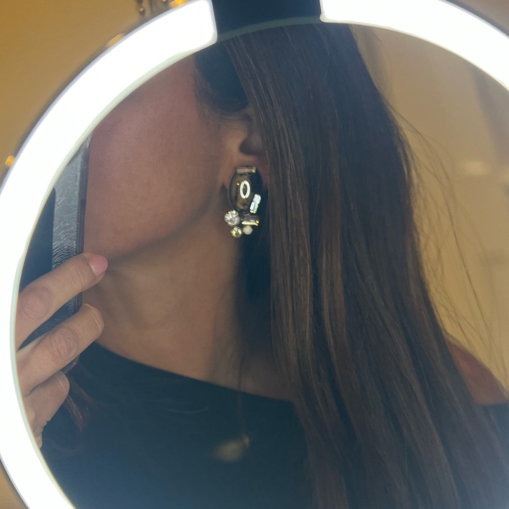 Lia Sophia Black and Silver Earrings Clip On